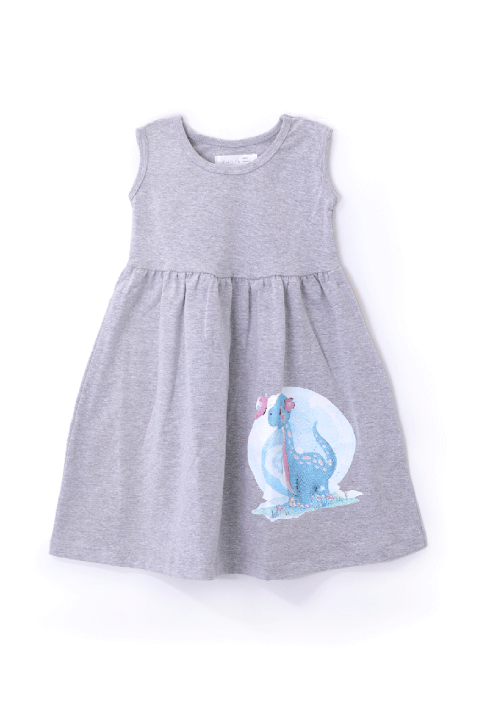 5442 Vestido de Dinosaurio Color Gris (10A2)